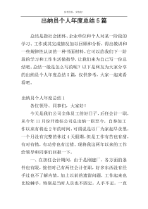 出纳员个人年度总结5篇