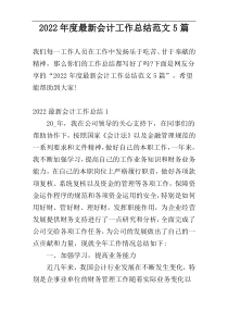 2022年度最新会计工作总结范文5篇