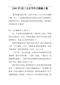 [600字]初二元旦节作文精编5篇