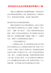团员组织生活会对照检查材料集合5篇
