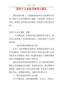 团员个人总结【参考5篇】