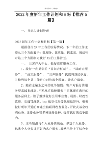 2022年度新年工作计划和目标【推荐5篇】