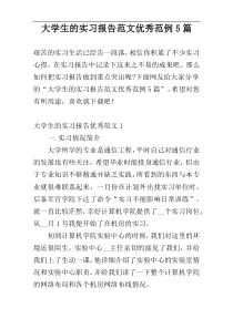 大学生的实习报告范文优秀范例5篇