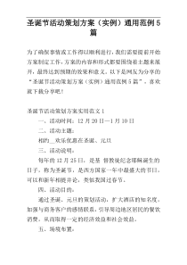 圣诞节活动策划方案（实例）通用范例5篇