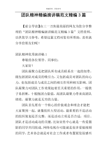 团队精神精编演讲稿范文精编3篇