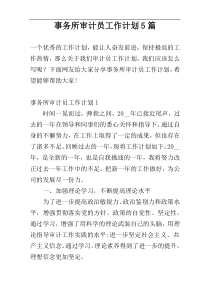 事务所审计员工作计划5篇