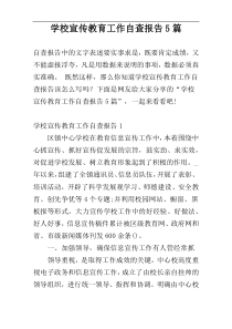 学校宣传教育工作自查报告5篇