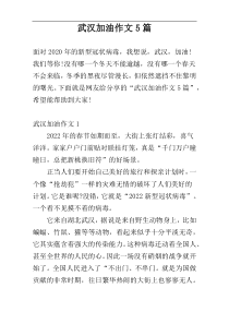 武汉加油作文5篇