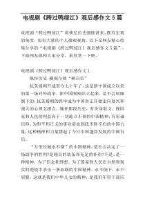 电视剧《跨过鸭绿江》观后感作文5篇