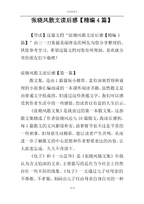 张晓风散文读后感【精编4篇】