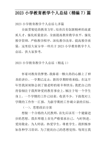 2023小学教育教学个人总结（精编7）篇