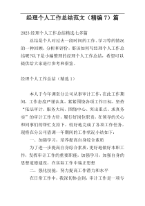 经理个人工作总结范文（精编7）篇