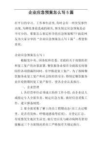 企业应急预案怎么写5篇