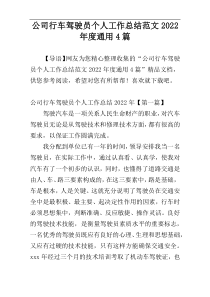 公司行车驾驶员个人工作总结范文2022年度通用4篇