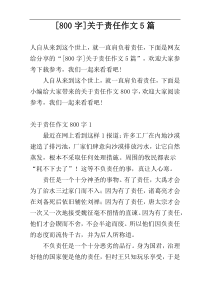 [800字]关于责任作文5篇