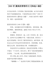[800字]最美的青春作文【热选5篇】
