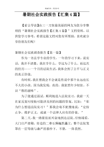 暑期社会实践报告【汇集4篇】