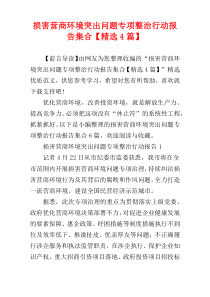 损害营商环境突出问题专项整治行动报告集合【精选4篇】