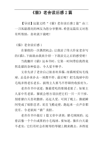 《猫》老舍读后感2篇