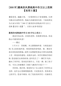 [800字]最美的风景线高中作文以上范例【实用5篇】
