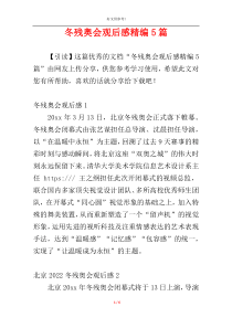 冬残奥会观后感精编5篇