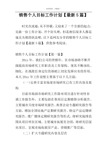 销售个人目标工作计划【最新5篇】