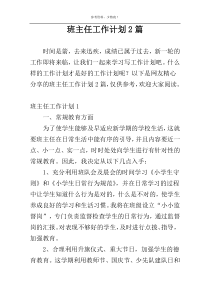 班主任工作计划2篇