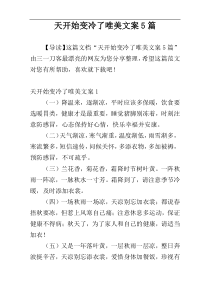 天开始变冷了唯美文案5篇