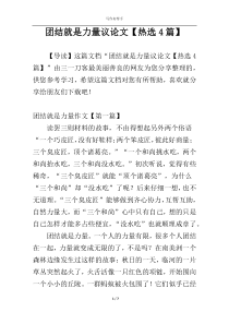 团结就是力量议论文【热选4篇】