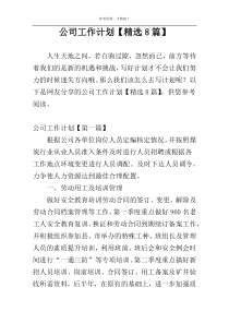 公司工作计划【精选8篇】