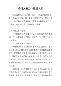 公司文秘工作计划5篇