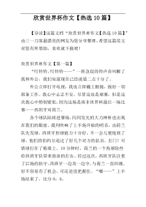 欣赏世界杯作文【热选10篇】
