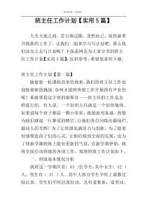 班主任工作计划【实用5篇】