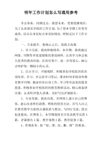 明年工作计划怎么写通用参考