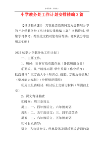 小学教务处工作计划安排精编3篇
