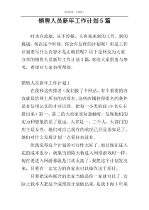 销售人员新年工作计划5篇