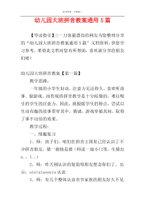幼儿园大班拼音教案通用5篇