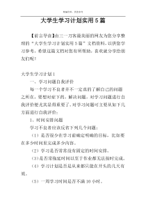 大学生学习计划实用5篇