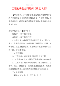 工程的承包合同范例（精选5篇）