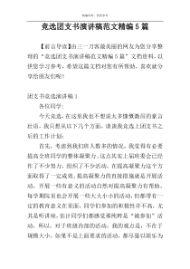 竞选团支书演讲稿范文精编5篇