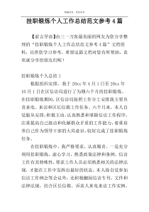 挂职锻炼个人工作总结范文参考4篇