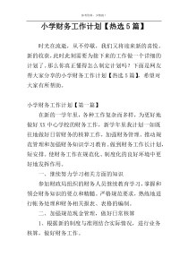 小学财务工作计划【热选5篇】