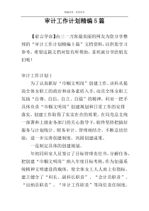 审计工作计划精编5篇