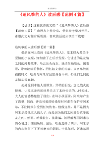 《追风筝的人》读后感【范例4篇】