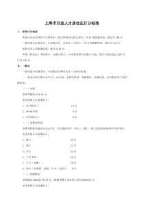 上海市引进人才居住证打分标准