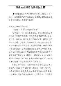 班级安全隐患自查报告3篇