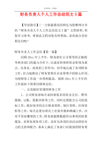 财务负责人个人工作总结范文5篇