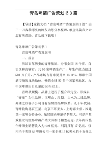 青岛啤酒广告策划书3篇
