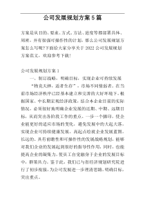 公司发展规划方案5篇