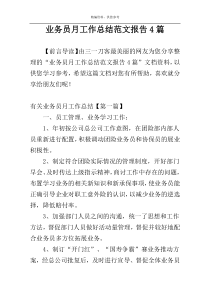 业务员月工作总结范文报告4篇